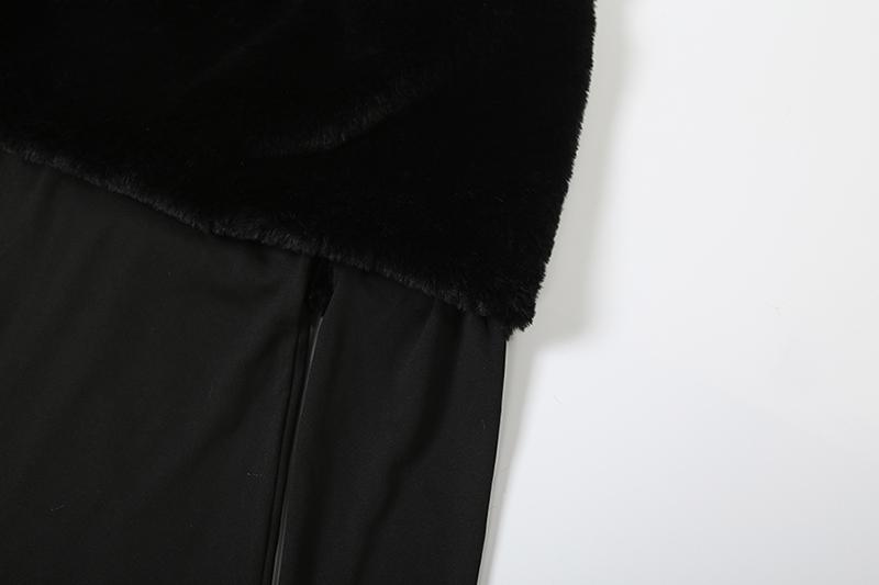 DOUCIU Basic Sporty Casual Tight-Fitting Sexy Hot Trendy Street Cool Women'S Thin Solid Color Fur Collar Spliced Off-Shoulder Long Sleeve Street Fashion Jumpsuit