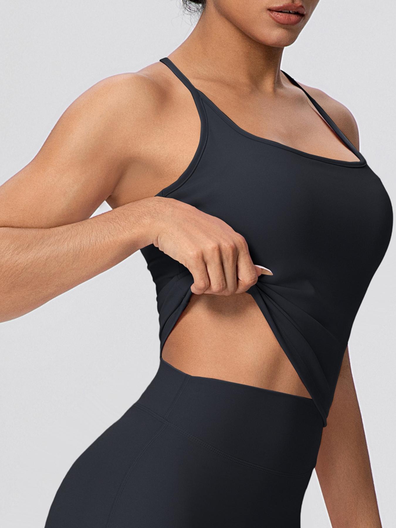 Women's Fine-Strap Y-Back Yoga Tank Top with Padded Cups Casual Fitted Sports Top with Quick-Dry Technology High-Stretch Y-Back Sports Bra Outdoor Running Fitness Bra Yoga Sports Vest