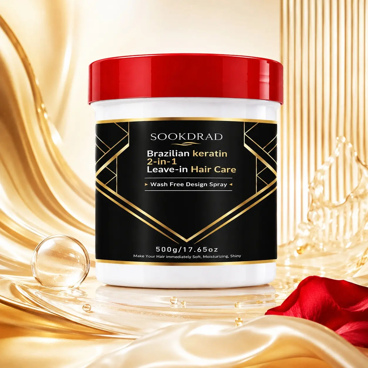 Brazilian Keratin, 2-in-1 Leave-In Hair Care, Wash Free, Instant Soft, Moisturizing, Shiny Hair, 17.65oz, 500g