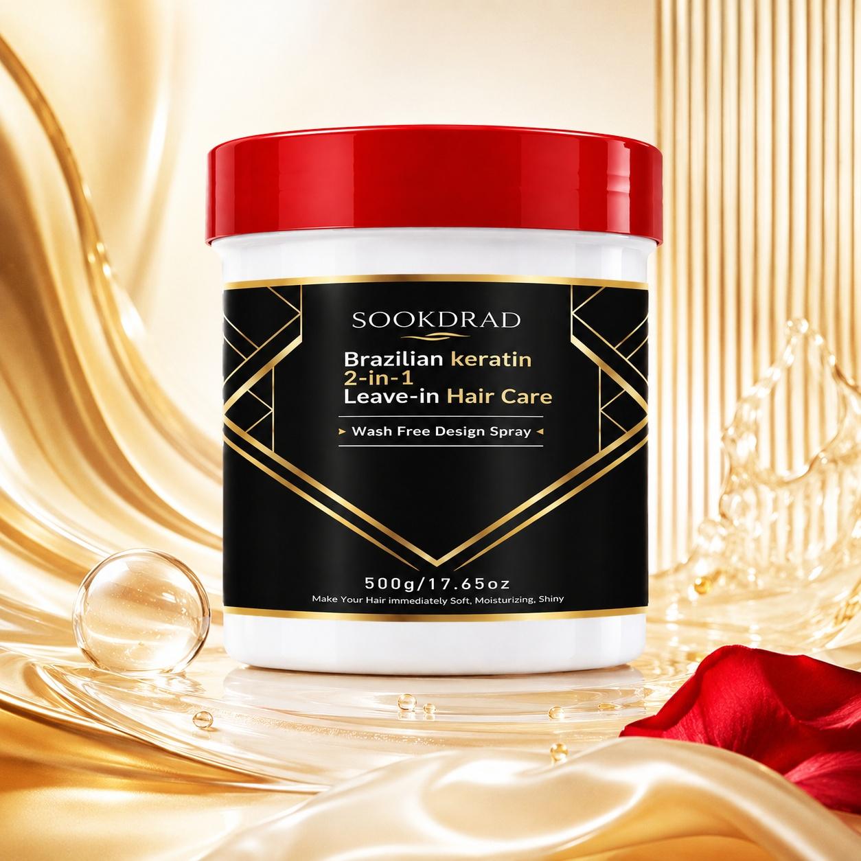 Brazilian Keratin, 2-in-1 Leave-In Hair Care, Wash Free, Instant Soft, Moisturizing, Shiny Hair, 17.65oz, 500g