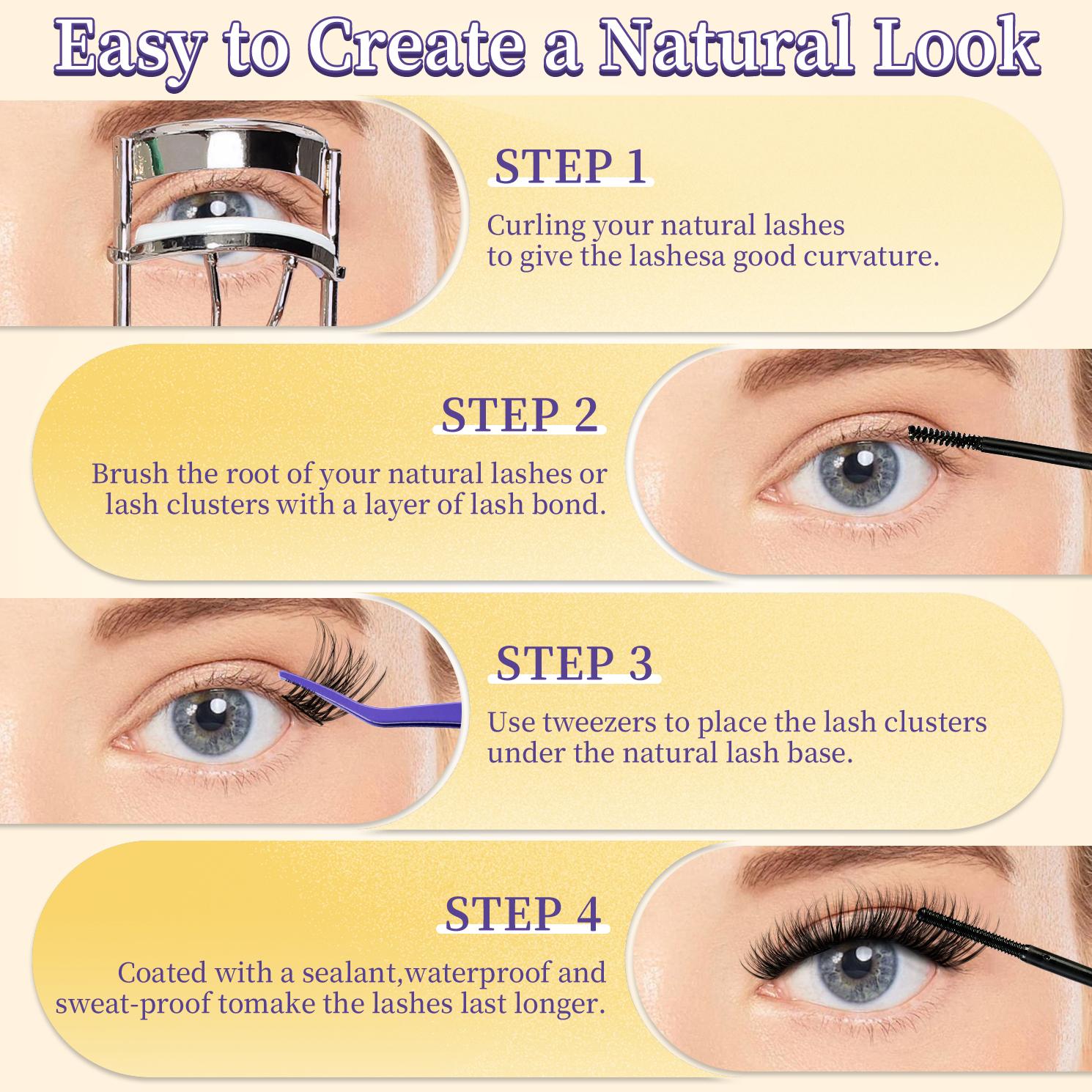 ANURAG  DIY Cluster Eyelash Extension Kit, Eyelash Bonding and Sealing, Eyelash Tweezers, Eyelash Remover at Home Makeup Eyelash Extensions Cat Mascara    springtok   fairy lash clusters，Christmas gifts, New Year gifts, Black Friday