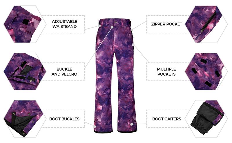 Women's Mountain Insulated Snow Waterproof Ski Pants Winter Outdoor Cargo Pants