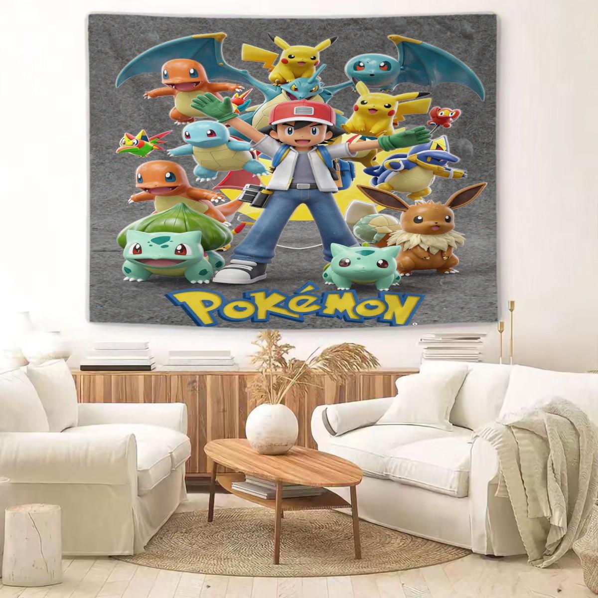Pokémon Pattern Tapestry, Stylish Room Flag, Unique Wall Art For Living Room And Bedroom, Soft And Durable For Kids And Adults Daily Holiday Birthday Gift Bedroom Decoration
