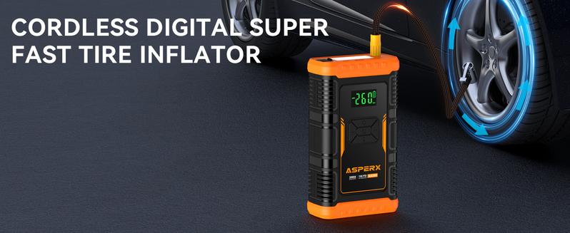 AsperX AX260 Jump Starter with Air Compressor, 3000A/150PSI  Car Battery Jump Starter, 12V Jumper Box Portable with Tire Inflator for Truck, Vehicle