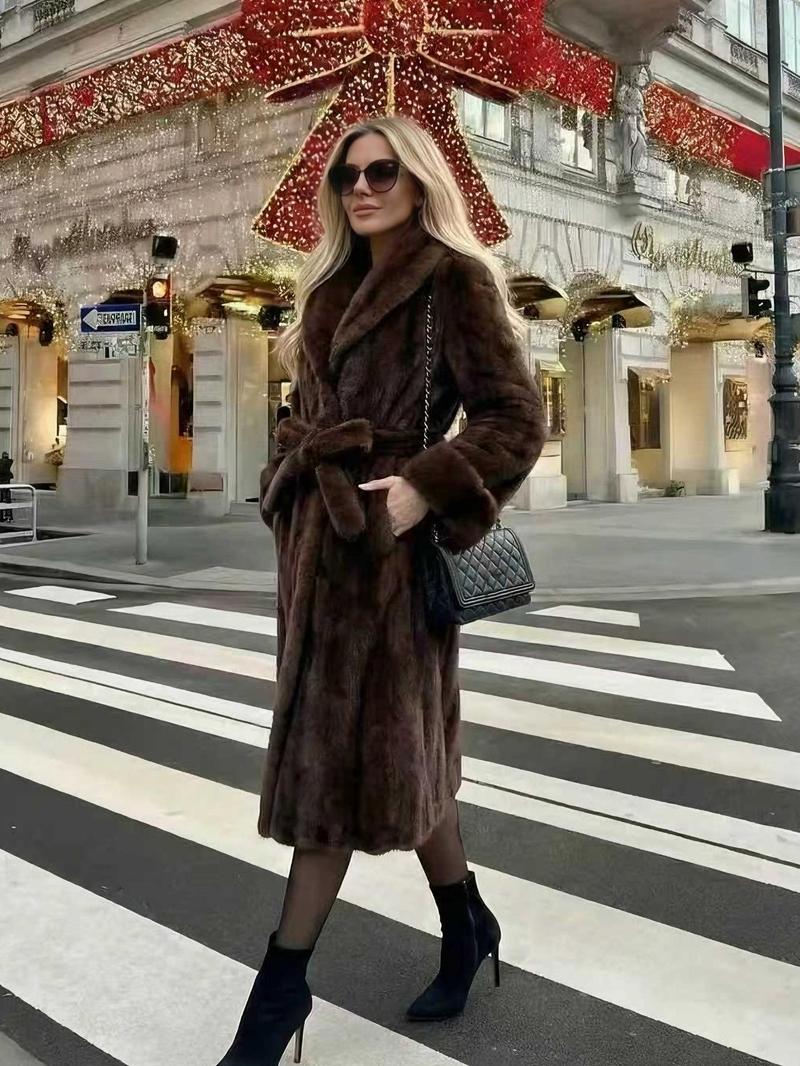 Women's Faux Fur Coat, Autumn Winter Fashionable Long Sleeve Jacket, Elegant Thick Retro Loose Fit Medium-Length Outerwear
