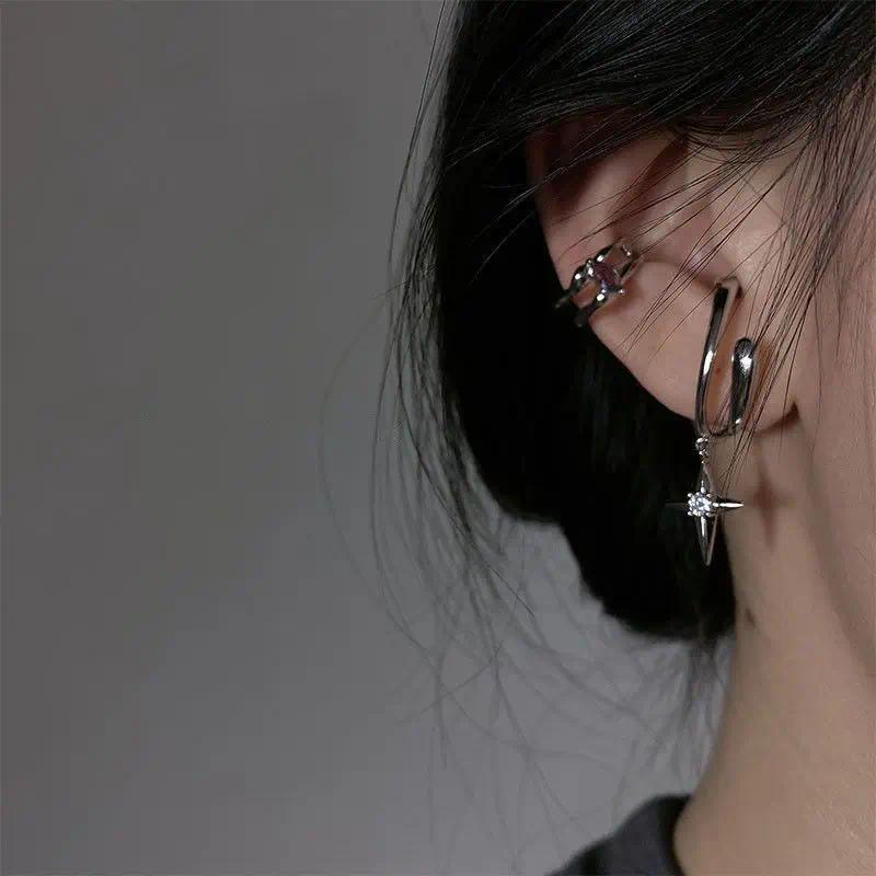 XINYI Y2K Fairy Butterfly Tassel Ear Clips Angel Ear Bone Clip Earring Elf Female Hole Cuff Hanging Earring Fashion Jewelry