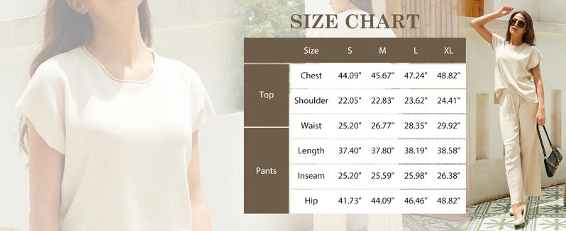 UANEO 2 Piece Outfits for Women Sweater Sets Knit Vest Tops Elastic Waisted Pants