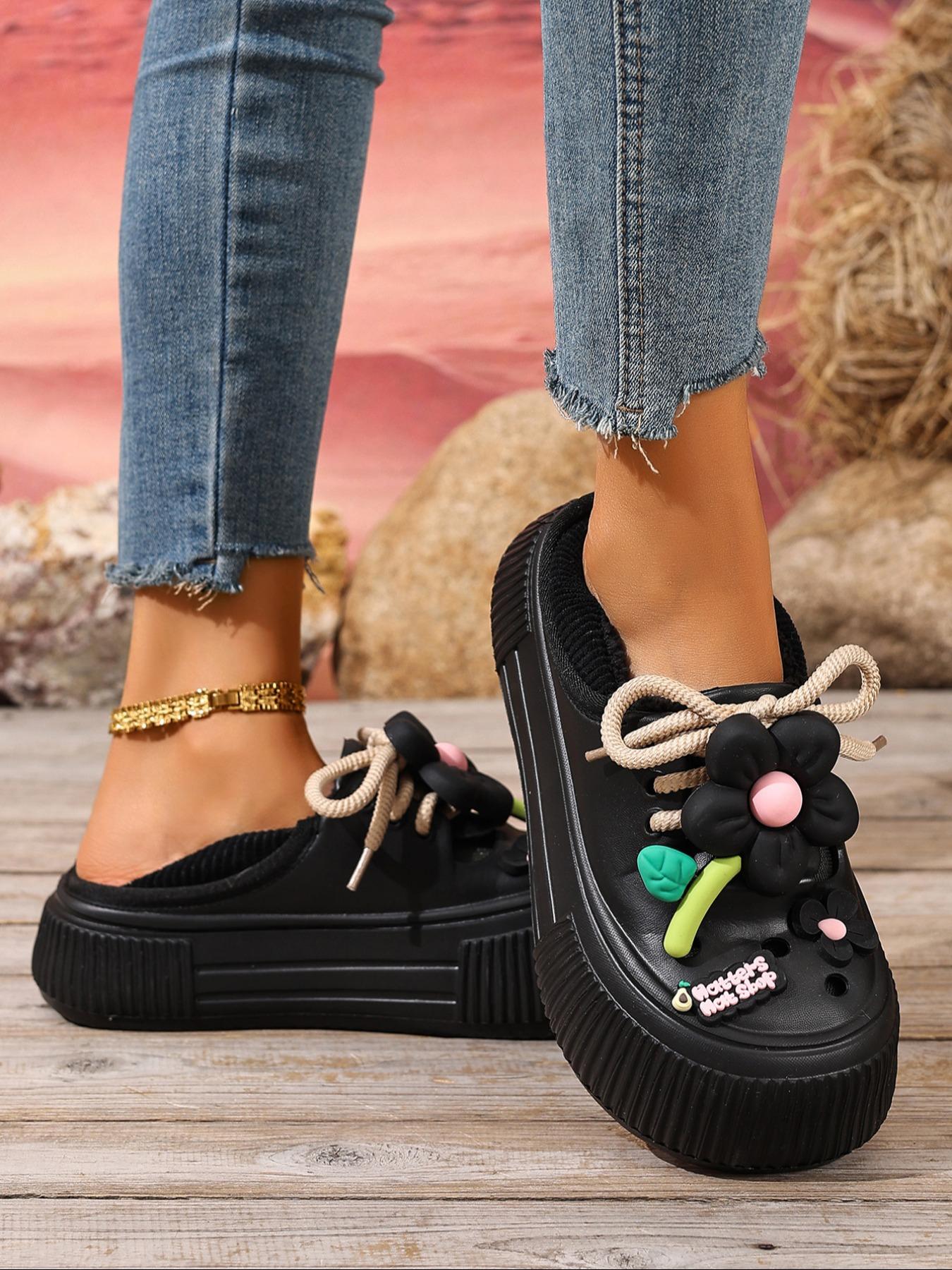 Couple Plain Fleece Lined Ankle Boots, One-Step Soft Sole Snow Boots, Cute Sunflower New Eva Home Shoes, Warm Winter Flat Short Boots