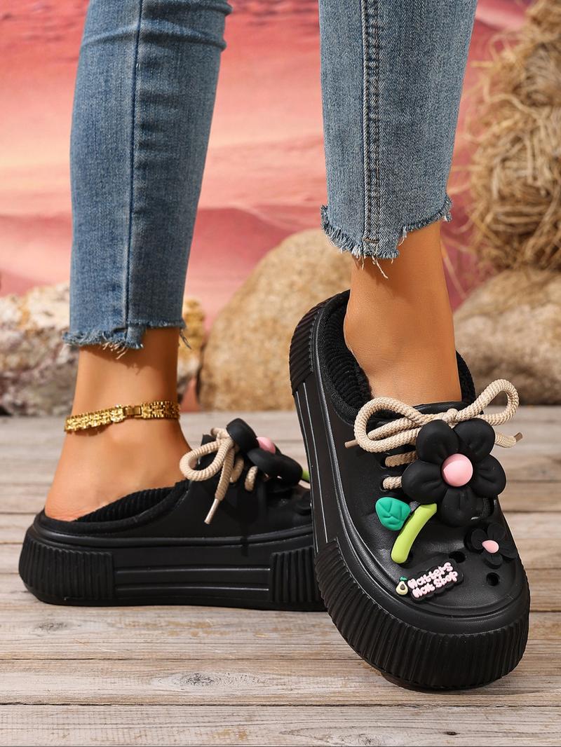 Couple Plain Fleece Lined Ankle Boots, One-Step Soft Sole Snow Boots, Cute Sunflower New Eva Home Shoes, Warm Winter Flat Short Boots