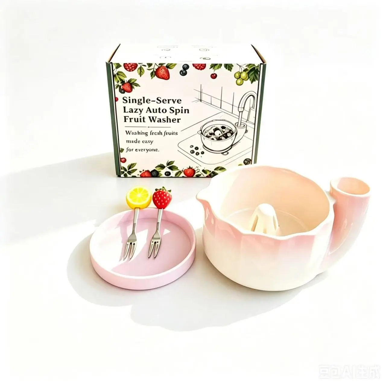 Rotary Ceramic Colander Bowl for Home Fruit Cleaning, Circulating Water Rinse, Dual‑use Wash & Strain, Multi‑color Gift Set, Strainers and Colanders