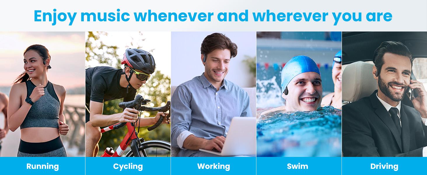 Bone Conduction Headphones, Wireless Bluetooth 5.3 Swimming IPX8 Waterproof Headset,Strong compatibilityBone vibrations transmit audio，Waterproof and sweatproof design，Special for sports and fitnessSuitable for for Running, Cycling, Drving.-X6PRO-3-5.99