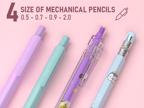 Nicpro 47Pcs Pastel Mechanical Pencil Set With Big Capacity Pencil Case, Cute Mechanical Pencils 0.5, 0.7, 0.9 & 2mm Lead Holder with 4B 2B HB 2H Color Lead Refills Eraser for Student Writing Drawing