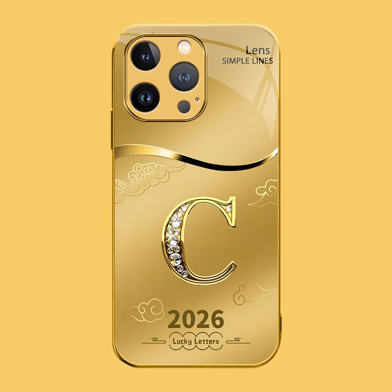 Suitable for [iPhone 13 Pro] high-end phone case🤩，choose from 26 letters of the English alphabet, each with an exquisite auspicious cloud pattern to bring you good luck YM99