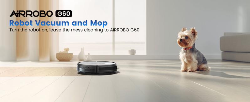 AIRROBO G60 3 in 1 Robot Vacuum & Mop, 3000Pa, Wifi/APP, Alexa/Google, Pet Hair, Hard Floors, Low Carpet