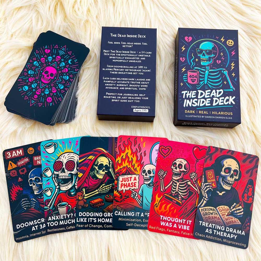 The Dead Inside Deck Tarot Cards, 54 Cards (13 × 8 cm) Skeletal Divination Oracle for Mood Relief, Spiritual Fatigue Relief, Tarot Card Decks