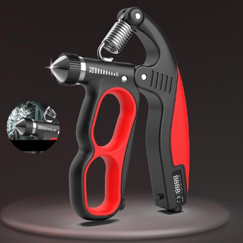 Adjustable Hand Grip Strengthener, Finger Gripper for Muscle Training & Recovery, Portable Emergency Window Breaker Included, Hand Grip Exerciser