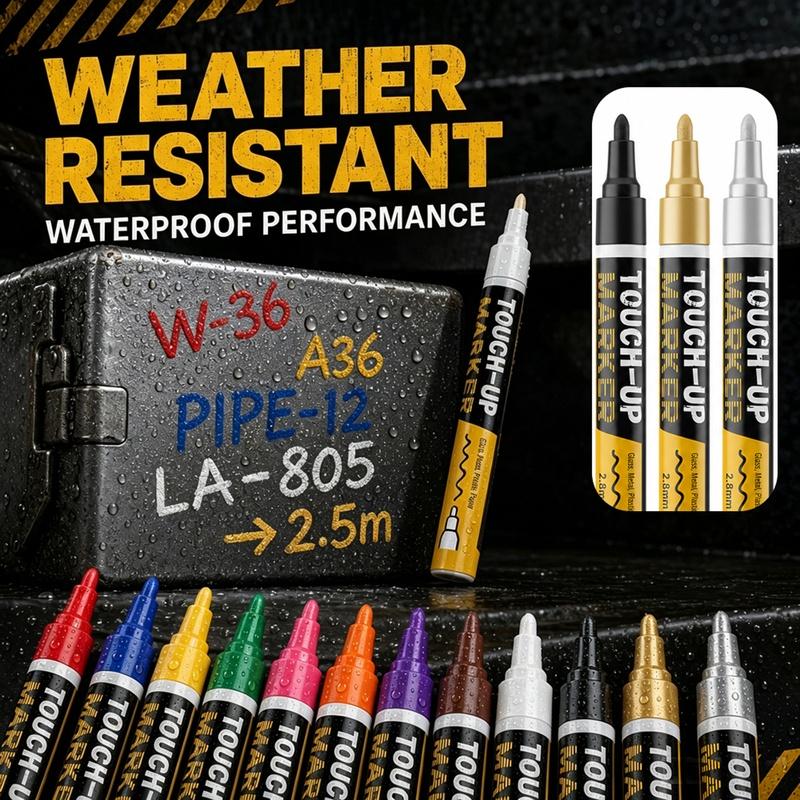 8/12 Colors Industrial Paint Markers, Thick Chisel Tip Permanent Paint Pens, Smooth Ink Flow Waterproof Markers for Metal, Steel, Concrete, Plastic, Wood, Construction Site, Warehouse and Workshop