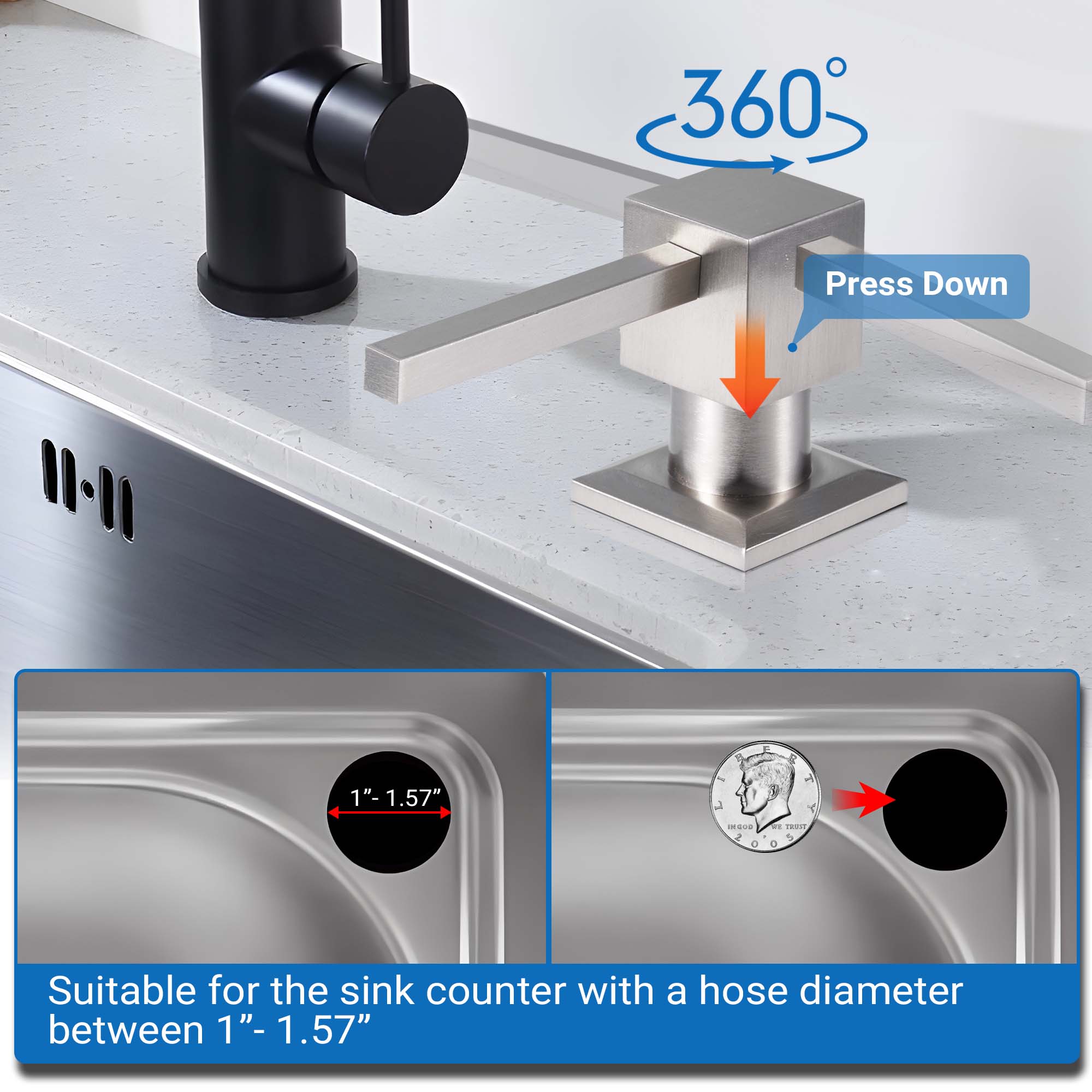 Kitchen Hack - Sink Soap Dispenser Tube Kit, with 47" Tube Hose and Check Valve for Prevent Backflow for Countertop Dispensador De Jabon de Cocina Kitchen Sink Accessories Home Goods Water White Silicone Bottle Container Installation Pump Outdoorfun