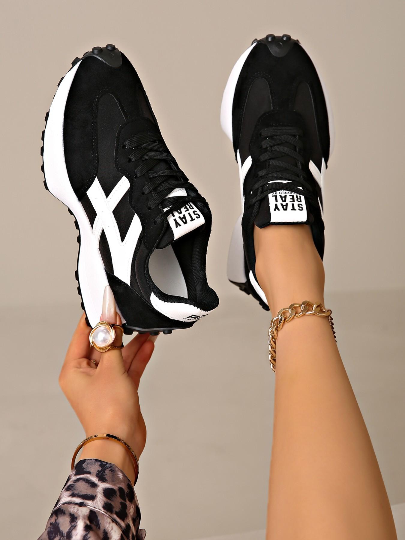 Women's Sporty Arisan Shoes Spring & Fall Elegant Fashion Casual Round Toe Low Top Lace-Up Thick Sole Breathable Outdoor Colorblock Running Shoes