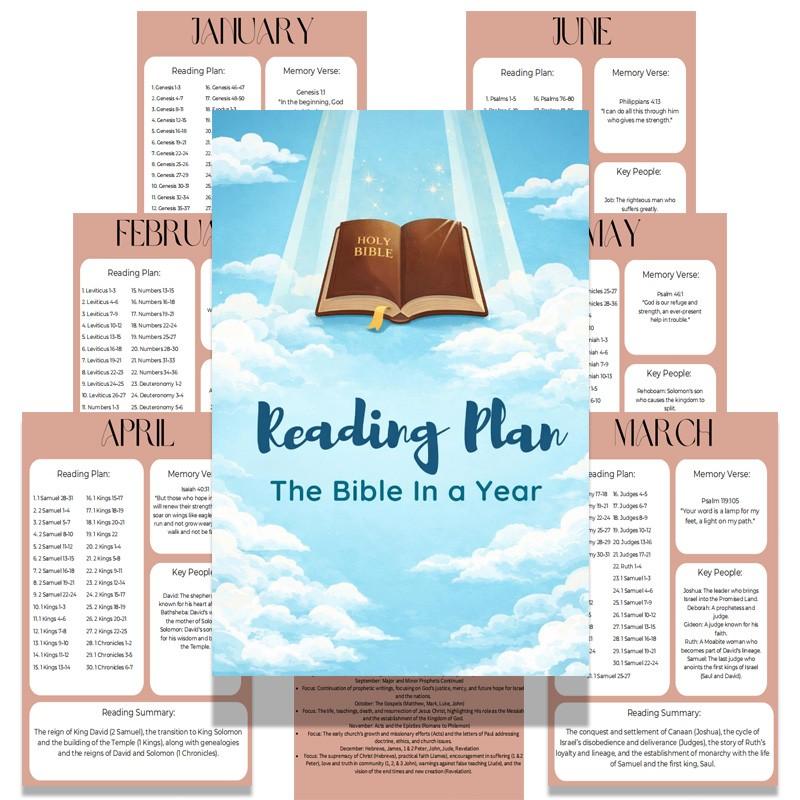 Bible Reading Plan Yearly Bible Study Guide, Daily Spiritual Growth Tracker, Group Learning Resource, Complete One-Year Scripture Companion