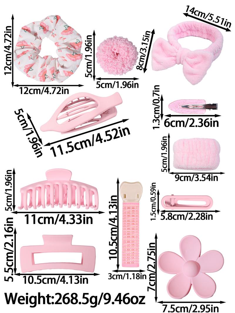 Cute Elastics Hair Accessories Set, Including Hair Clips & Hair Ties & Hair Claws & Hair Brushes, Multifunctional Hair Accessories for Women & Girls