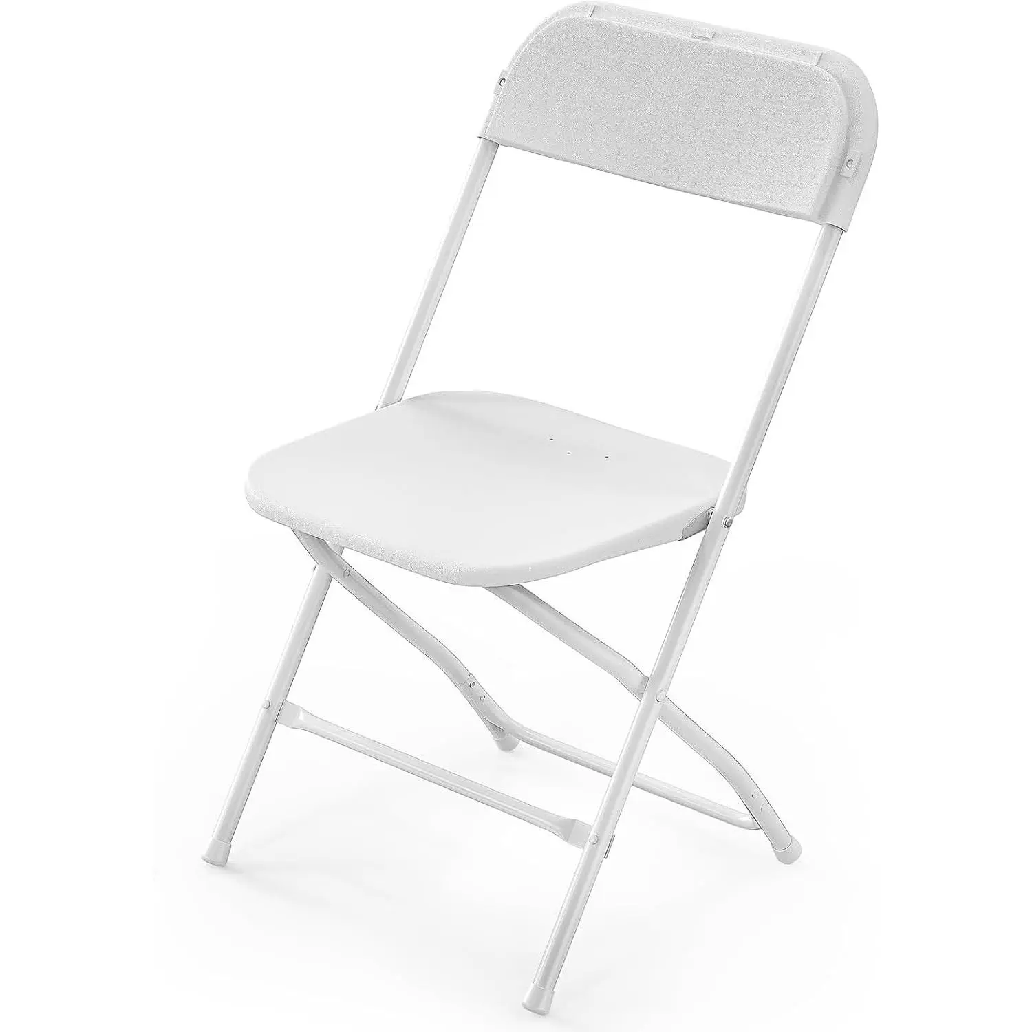 White Plastic Folding Chairs, Set of 1, Heavy-Duty Commercial Seats with Steel Frame, 350 lb Capacity, for Indoor & Outdoor Events, Office, Wedding, Party & Dining (1, White, S)