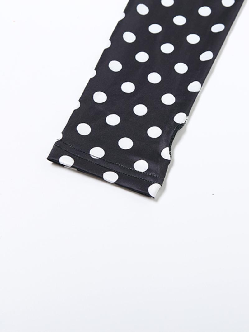 Women's Autumn New Polka Dot Letter Print Sexy Crop Top Hoodie Long Pants Set, Casual Style, Thin Silk Fabric, Spring & Fall