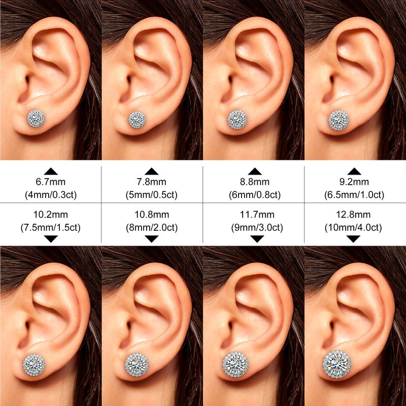 【#RRE103】UCCIYO Earring 925 Sterling Silver Synthetic Moissanite Stud Earrings for Women Men Fashion Simple Style Jewelry Gift Wedding Daily Birthday Anniversary