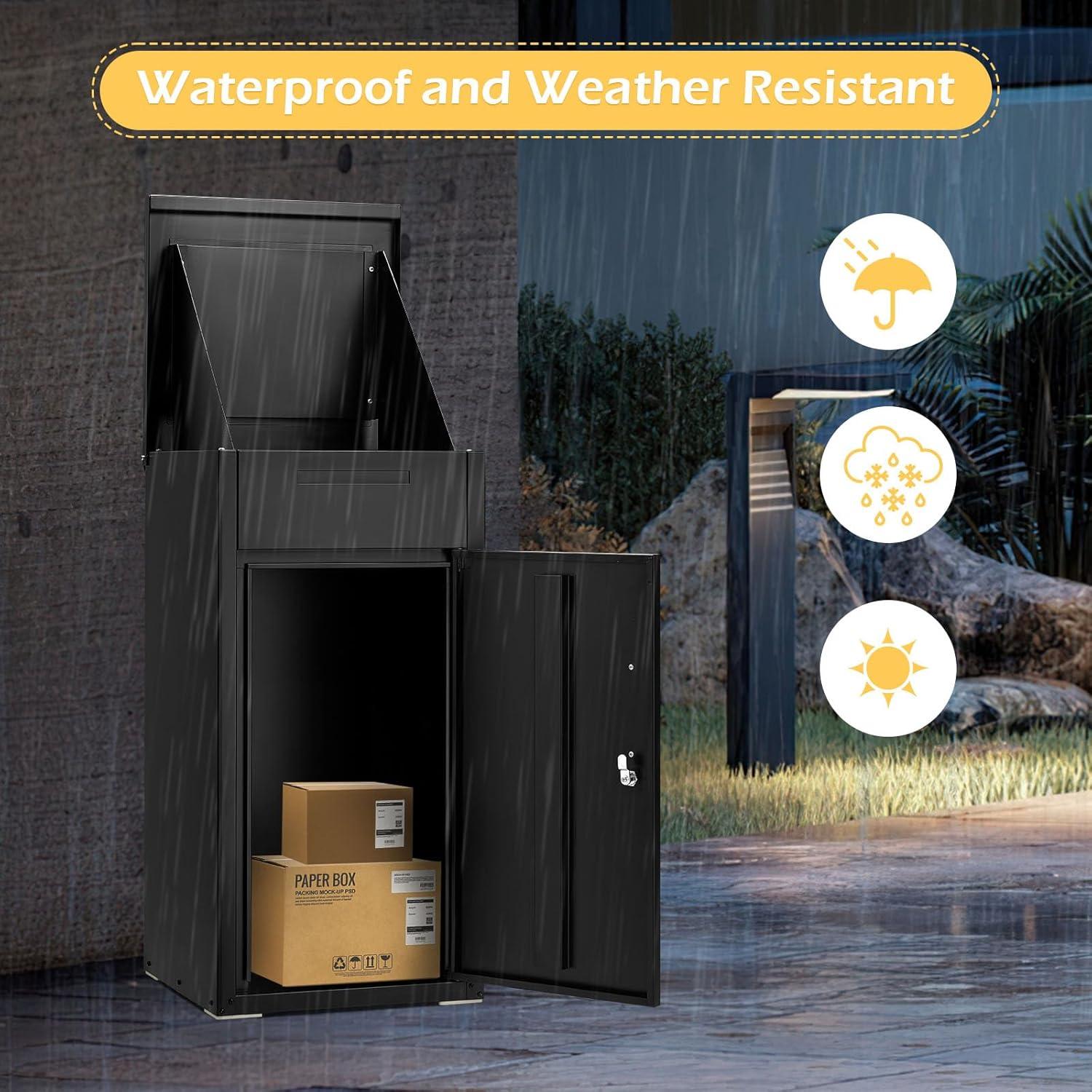 YODOLLA Package Delivery Box, Lockable Anti-theft Parcel Drop Box with Mailbox Waterproof Full Metal Frame for Porch Fence Curbside Large Capacity YODOLLA Package Delivery Box, Lockable Anti-theft Parcel Drop Box with Mailbox Waterproof Full Metal Frame for Porch Fence Curbside Large Capacity