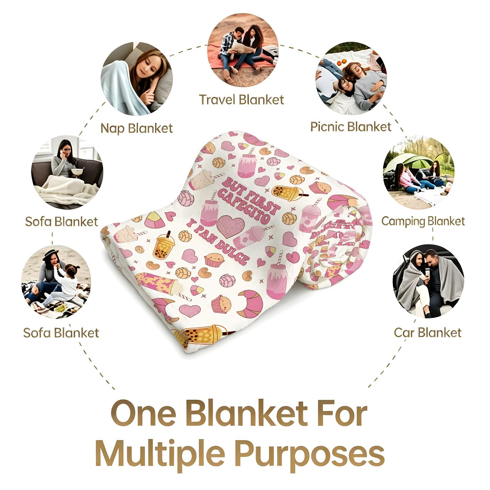 Soft Sweet Cozy Fleece Blanket, Ultra Fine Fiber Super Soft, Lightweight Portable Multi-Purpose, Machine Washable, Perfect for Car Office Nap Travel Home Decor, Ideal Gift