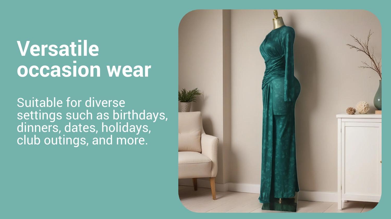 QFAF Emerald Green Bodycon Maxi Dress Women 2026 Elegant Long Sleeve Ruched Slim Fit Draped Waist Party Dress Formal Wear Chic Evening Gown High Waist Stretch Fashion Outfit Wedding Guest Birthday Dinner Date Night Vacation Holiday Clubwear Trendy Style