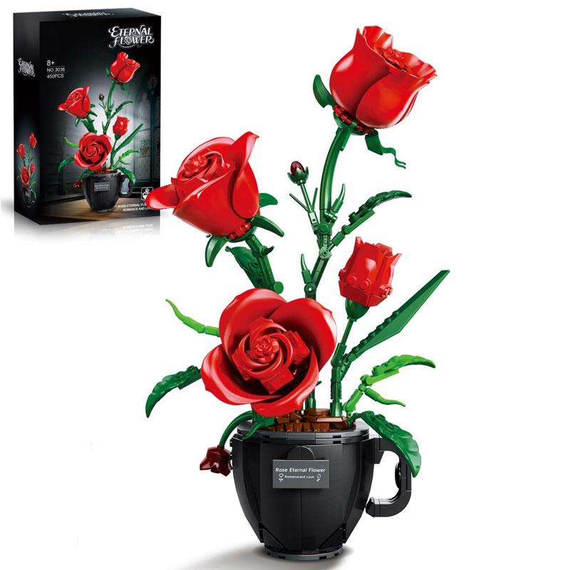 450-piece Coffee Cup Rose Building Block Set, Flower Bricks, Exquisite Rose Flower Pot, Creative Coffee Cup Design, Durable and Innovative Ideal Gift for Christmas, Halloween, and Valentine's Day, Perfect for Home Decor and Floral Arrangements