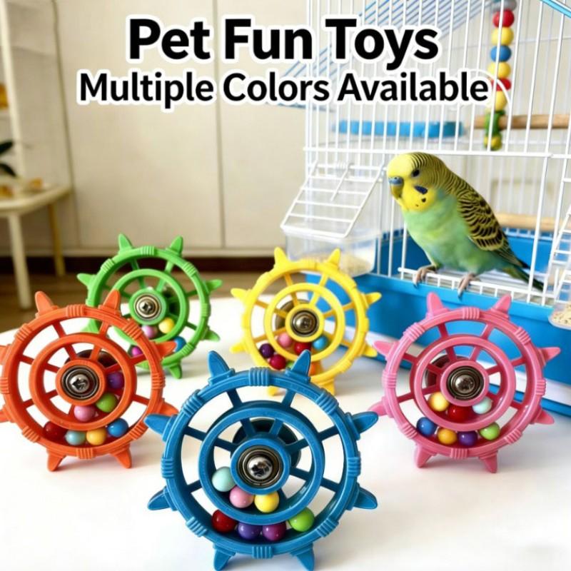 Parrot Steering Wheel Colorful Beads Turntable Toy, Entertainment Stress Relief, Bird Cage Decoration, Interactive Parrot Toy