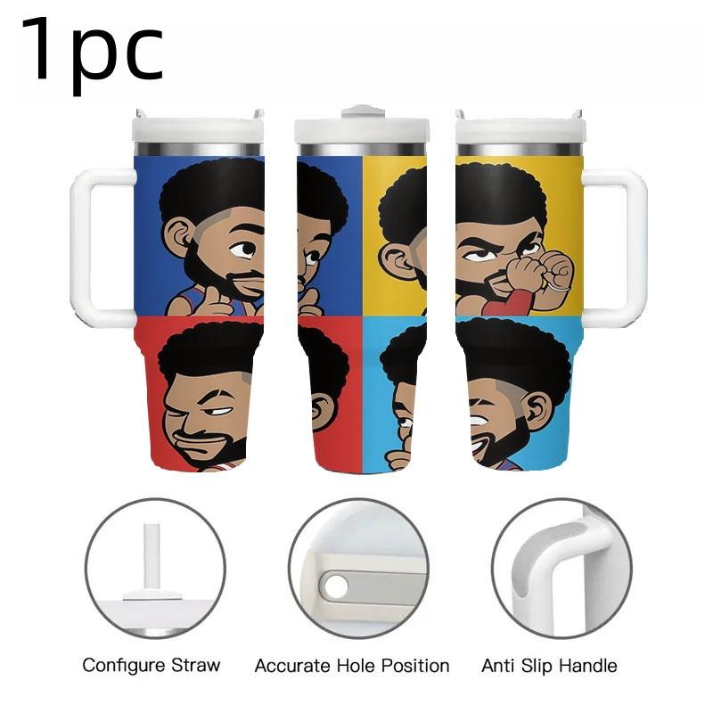 1pc Cute Cartoon Insulated Cup, Vacuum Dual-Layer Stainless Steel, Long-Lasting Heat and Cold, Portable Coffee Cup for Office and Travel