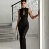 Elegant Lace Cheongsam Dress, Traditional Chinese Style, Perfect for Special Occasions, Women's Fashionable Clothing