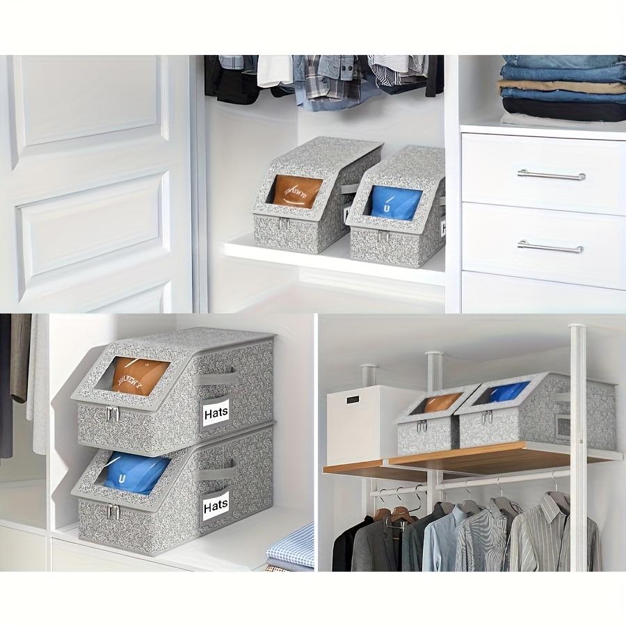 Multi-Purpose Baseball Cap Storage Box, Ultra-Large Capacity Stackable Organizer, Foldable Dustproof Design for Closet Use