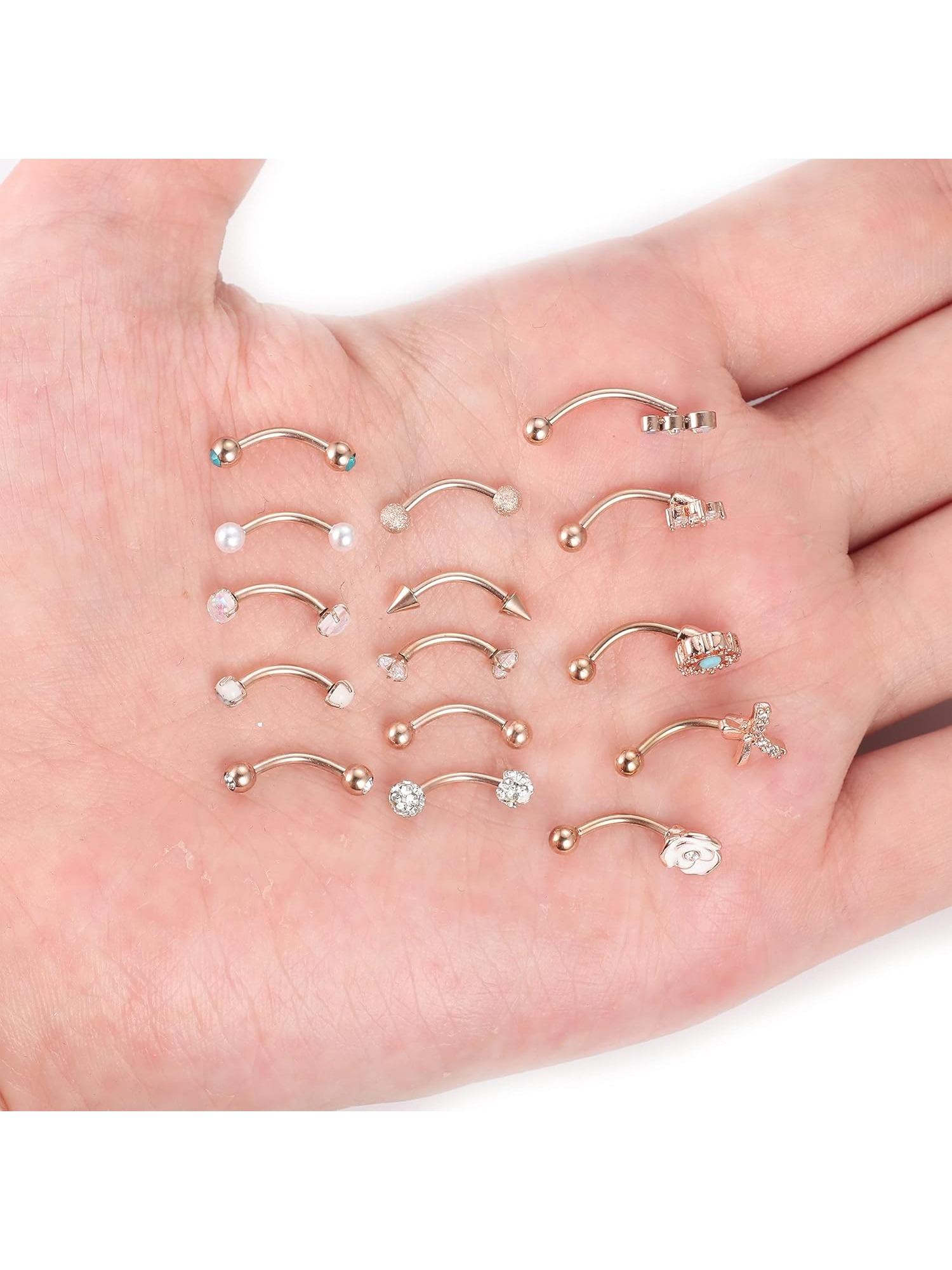 Piercing Jewellery 16G Surgical Steel Curved Barbell Eyebrow Bars Helix Tragus Snug Lip Belly Button Piercing Daith Rook Earrings for Women Men