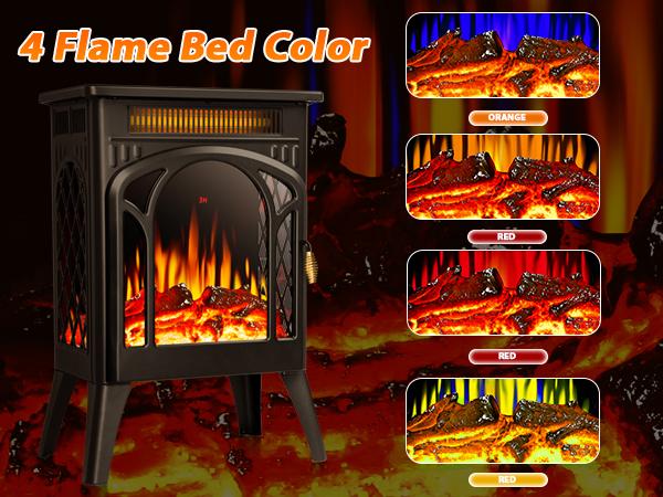 【Fall Deals For You】16 Inch Electric Fireplace, Freestanding Fireplace Stove with 3D Flame Effect, Small Electric Fireplace Heaters for Indoor Use with Remote, Temperature Adjustment, ETL Certified, Black…