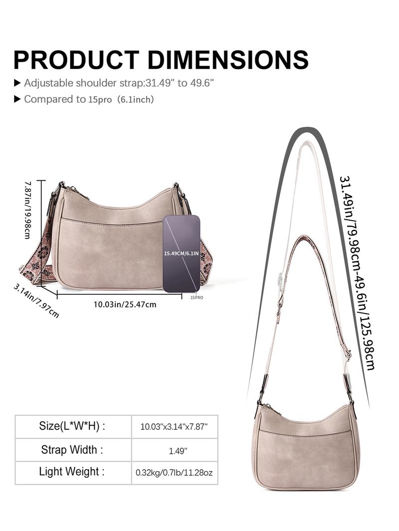 Women's Vintage Crossbody Bag, Fashionable Pu Leather Zipper Shoulder Bag with Adjustable Strap, Casual Crossbody Bag for Daily Used