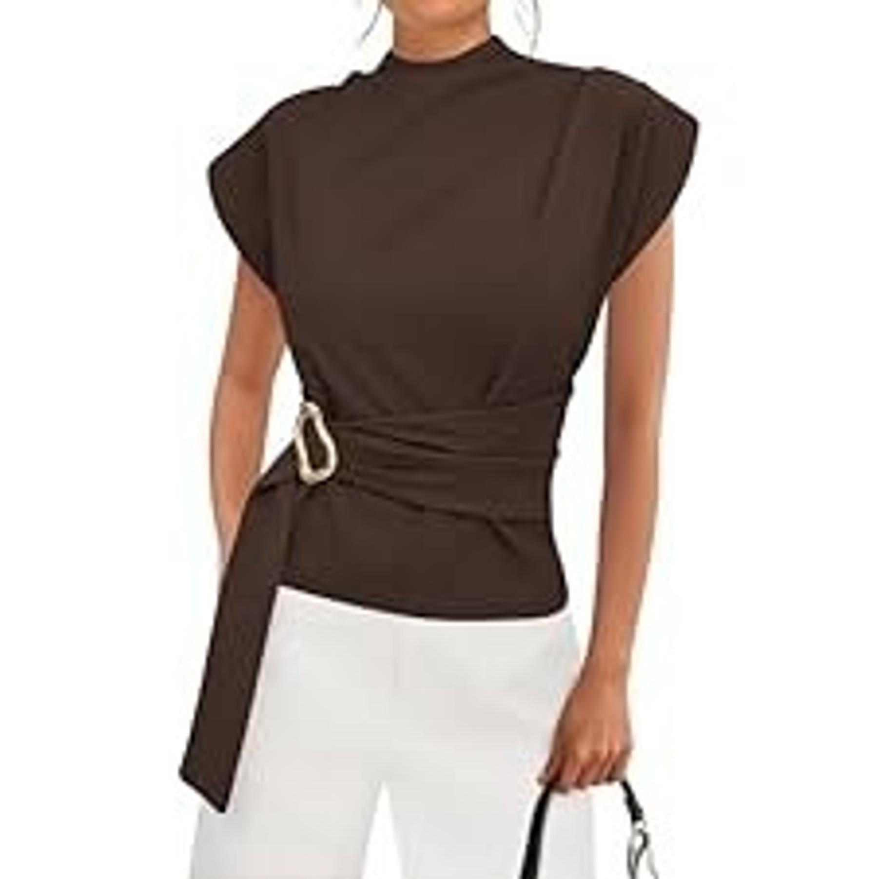 Women's 2026 Summer Ruffle Short Sleeve Crewneck Swiss Dots Solid Loose Tunic Work Blouses(Gift)