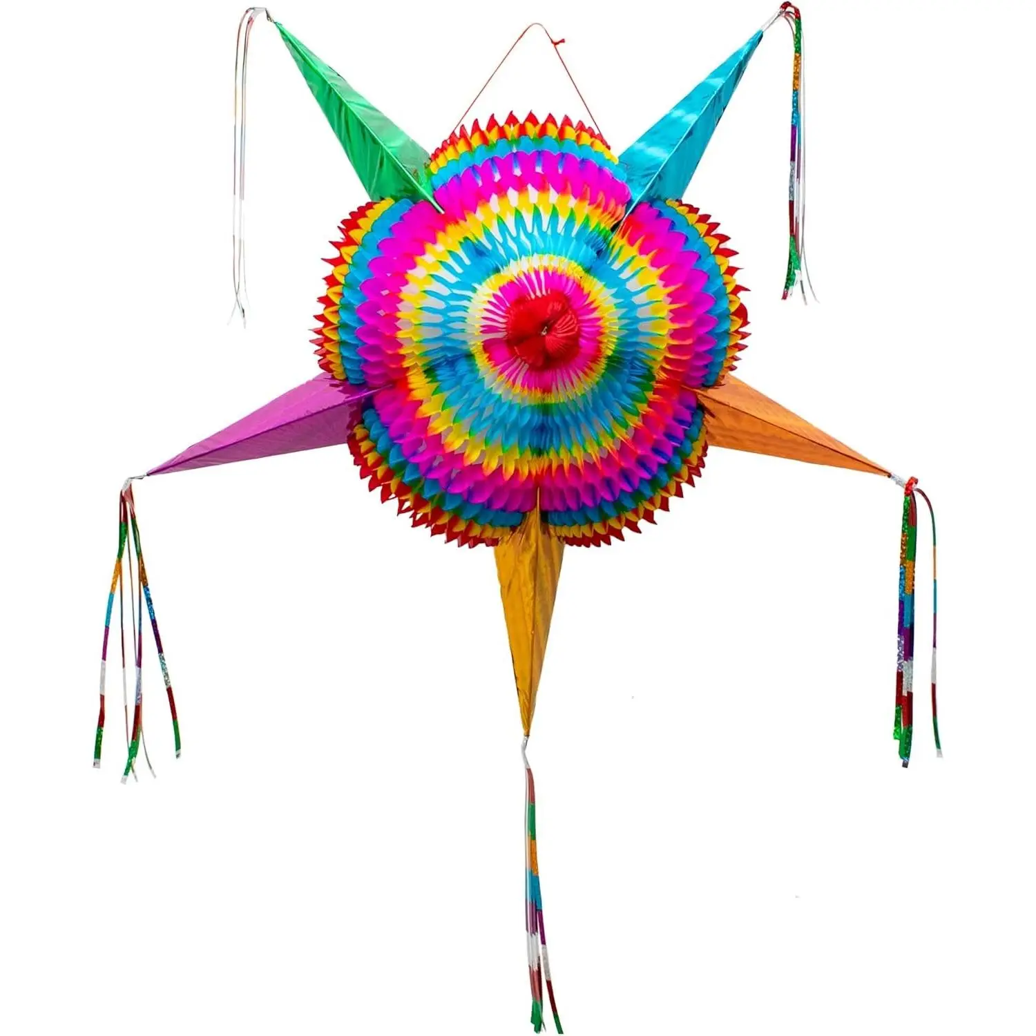 Large 32 Inch Authentic Handmade Foldable Mexican Star Piñata for Birthday Party Fiesta Cinco de Mayo