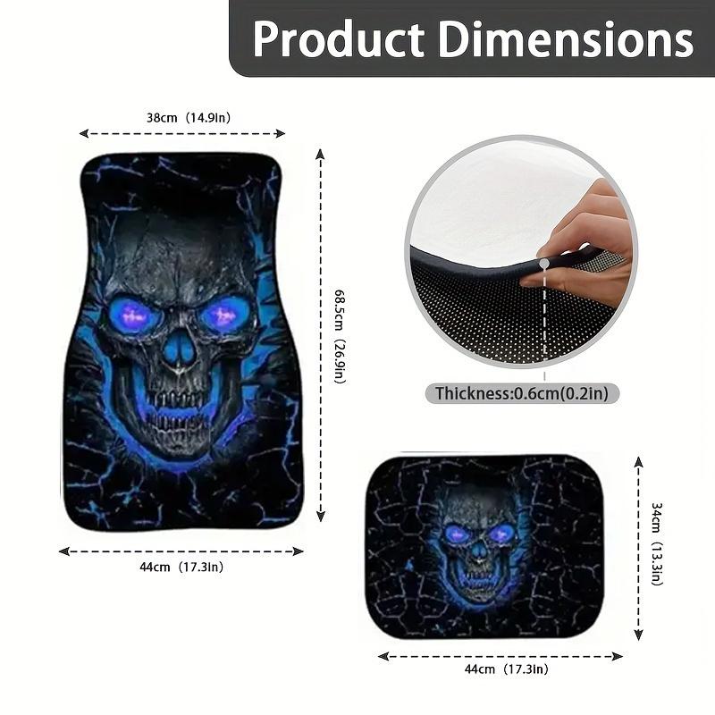 Skull Pattern Car Floor Mats, Non-slip Front & Rear Car Floor Mats, Universal Car Interior Decoration Accessories, Car Interior Accessory, Halloween