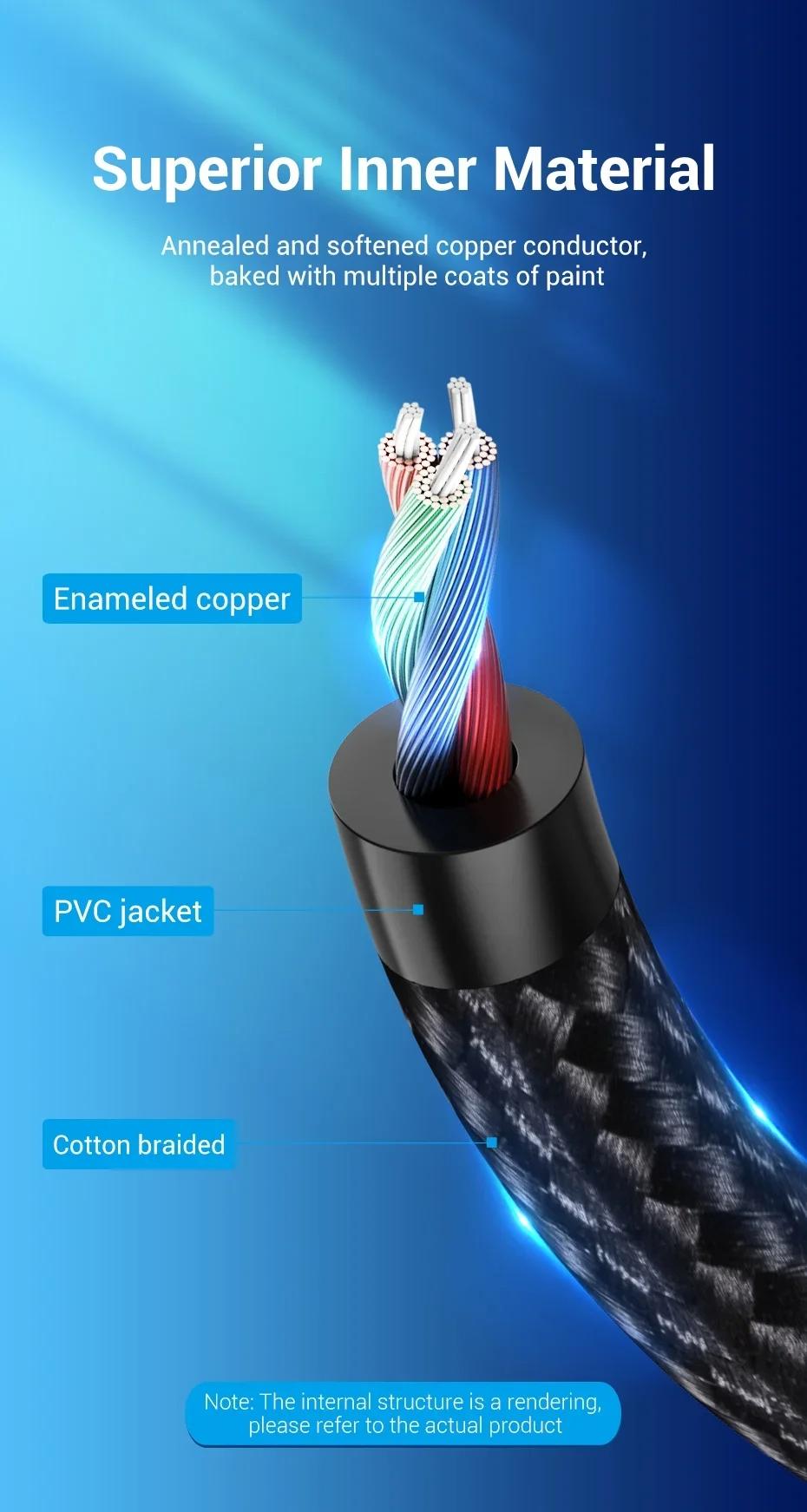 Vention RCA Cable 3.5mm to 2RCA Splitter Jack Audio Cable for Smartphone Amplifier Home Theater 3.5 AUX RCA TV Box Adaptador 0.5m 1m 1.5m 2m 3m 5m