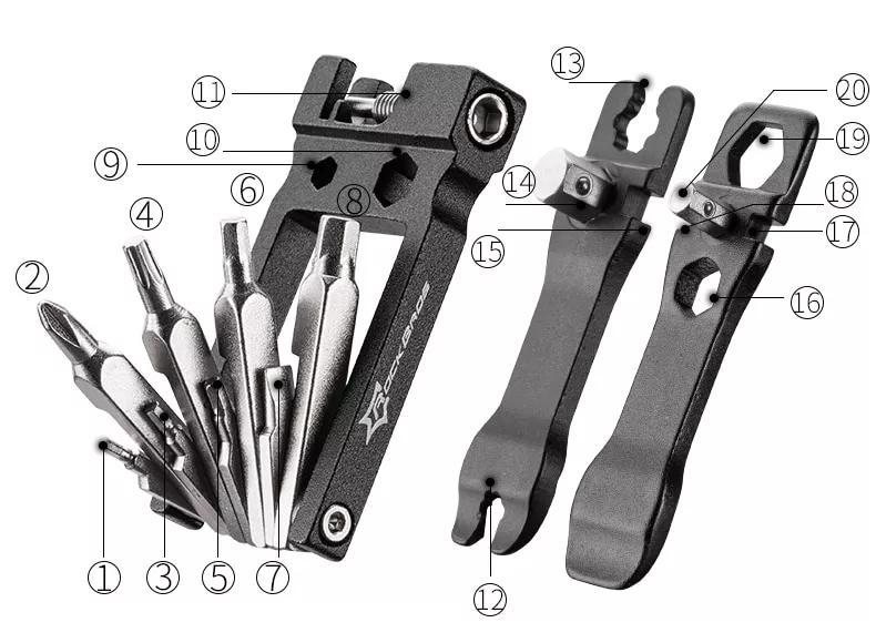 ROCKBROS Bike Repair Tool Durable Aluminum Alloy Bike Tool Kit
