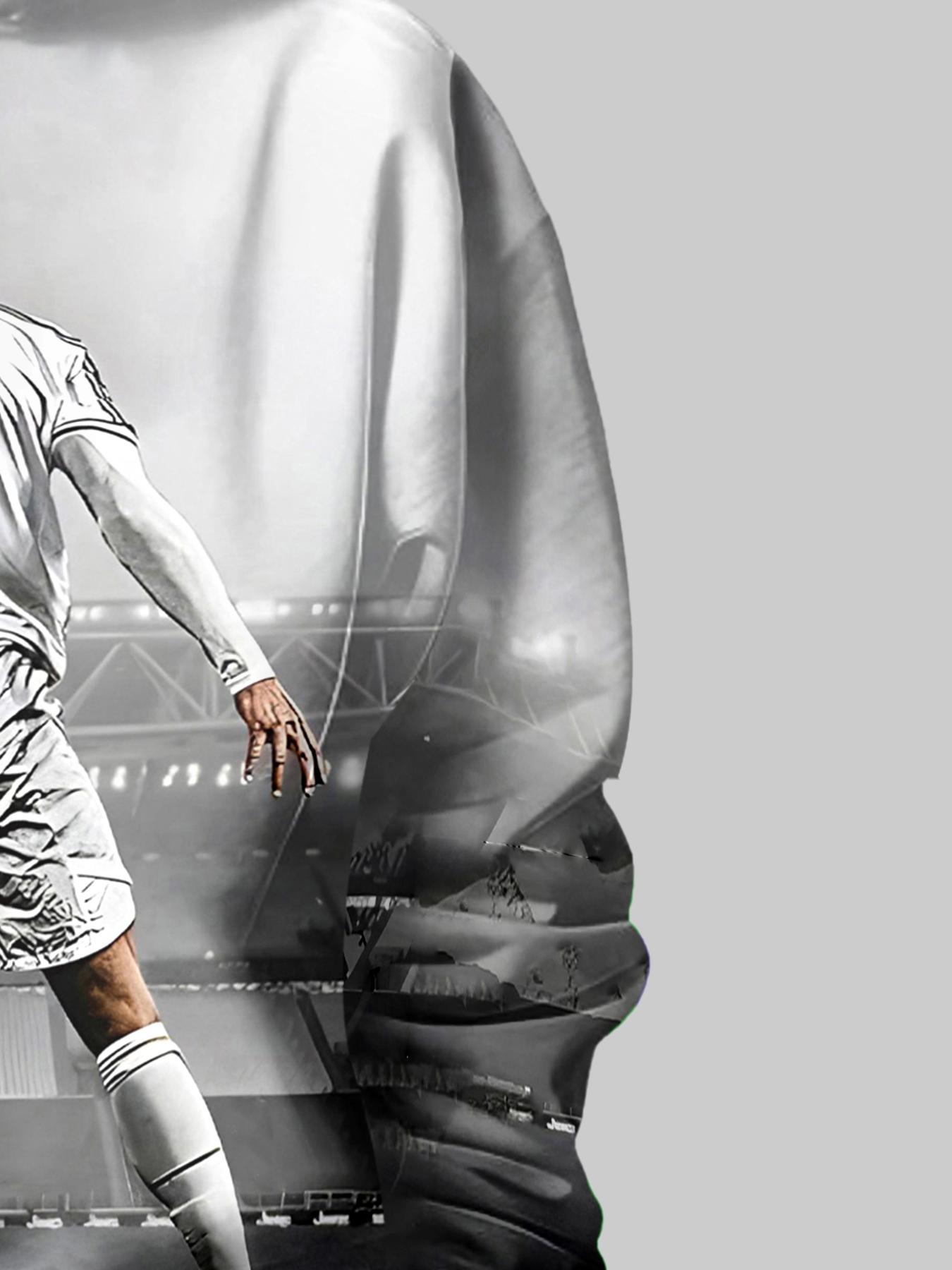 Teenage Football Jersey with Player Graphics, Casual Fitted Sportswear for Fall & Winter, Durable Random Print Design, Sports Clothing