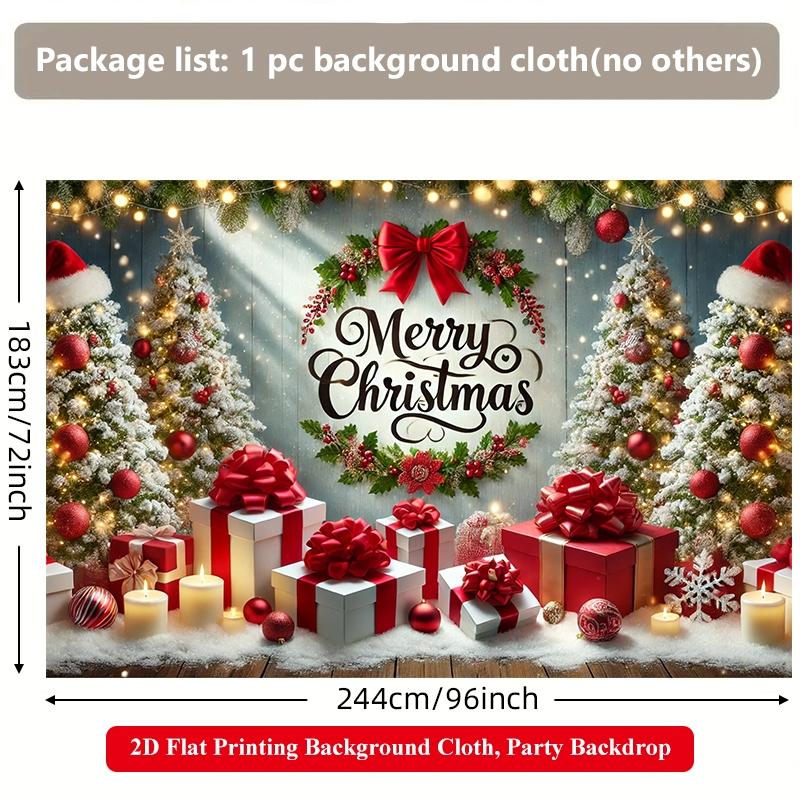 2D Flat Printing Backdrop Banner 1pc, Party Decorations Banners, Merry Christmas Theme Scene Vibrant Polyester Background Cloth for Family Party, Wedding, Birthday, Christmas, Thanksgiving, Fall, Entryway, Room Decorations, Easy to Set Up, Reusable
