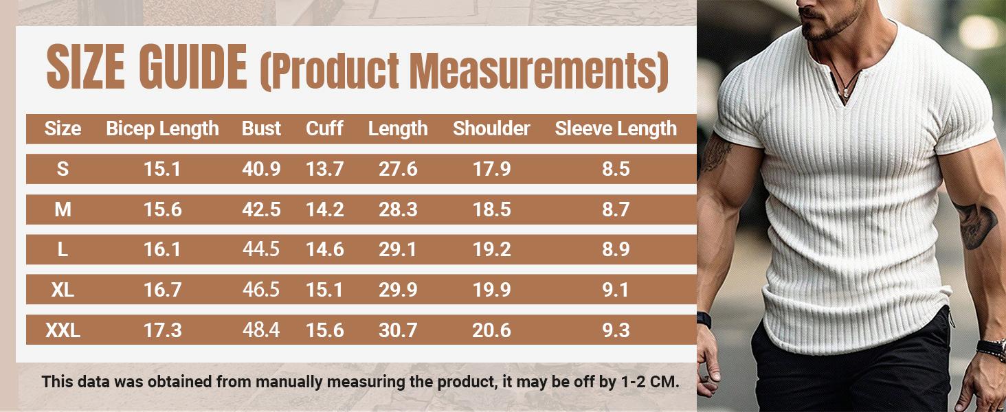 Men's Ribbed Knit Notched V Neck Tees Casual Short Sleeve T Shirt Summer Basic Tops