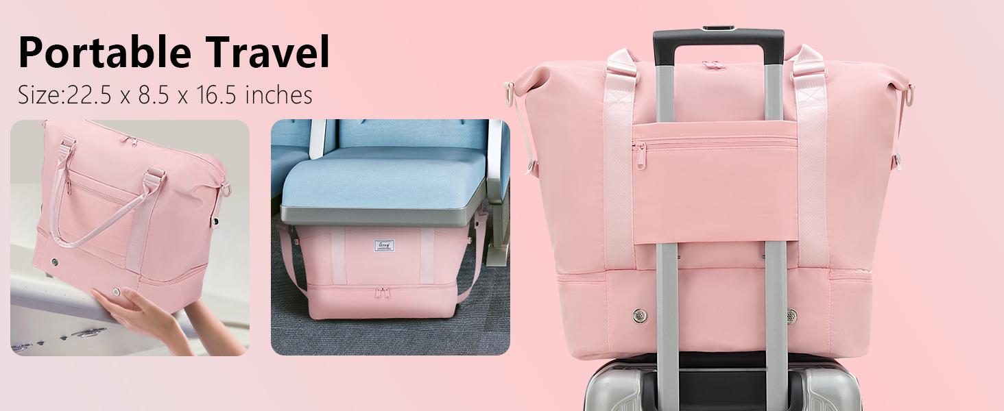 Weekender Bag Travel DuffelBag with Shoe Compartment and ToiletryBag for Women, Carry on Overnight Bag