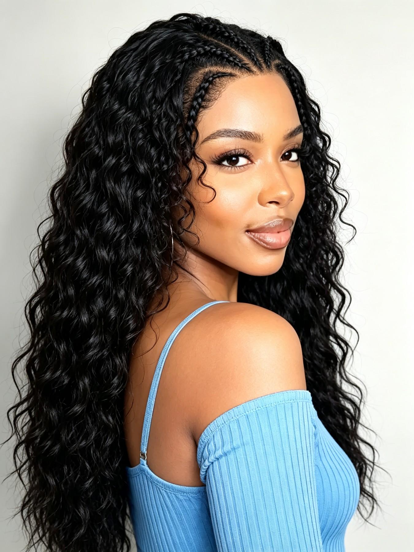 Stunning Knotless Braids Wig, Extra Long & Fluffy Curls, Perfect for Stylish Looks, Easy to Wear, Ideal for Daily Use, Synthetic Curly Wigs, Curly Braided Wigs