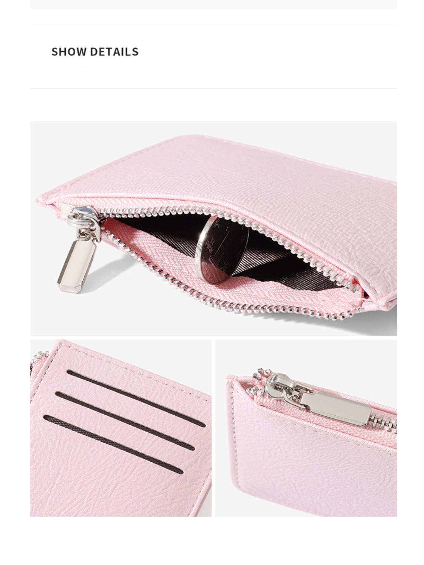 New Ultra-Thin PU Leather Wallet, Flat Pattern Coin Purse, ID Protection Case, Card Holder, Silver Color, Fashionable Accessory